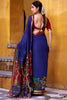 Alluring Blue Kalamkari Printed Chanderi Festival Wear Saree With Blouse