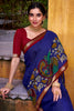 Alluring Blue Kalamkari Printed Chanderi Festival Wear Saree With Blouse