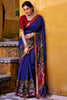 Alluring Blue Kalamkari Printed Chanderi Festival Wear Saree With Blouse