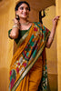 Fabulous Mustard Yellow Kalamkari Printed Chanderi Saree With Blouse