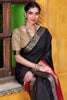 Glamorous Black Zari Weaving Cotton Traditional Saree With Blouse