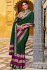 Tantalizing Bottle Green Zari Weaving Cotton Saree With Blouse