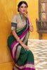 Tantalizing Bottle Green Zari Weaving Cotton Saree With Blouse