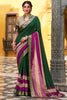 Tantalizing Bottle Green Zari Weaving Cotton Saree With Blouse