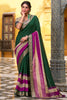 Tantalizing Bottle Green Zari Weaving Cotton Saree With Blouse