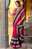 Beautiful Pink Zari Weaving Cotton Festival Wear Saree With Blouse