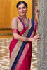 Beautiful Pink Zari Weaving Cotton Festival Wear Saree With Blouse