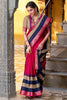 Beautiful Pink Zari Weaving Cotton Festival Wear Saree With Blouse