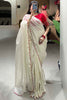 Ravishing Off-White Arca Work Tussar Silk Wedding Wear Saree