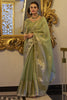 Charming Pista Green Zari Weaving Tissue Silk Saree With Blouse