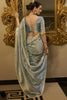 Amazing Sky Blue Zari Weaving Tissue Silk Event Wear Saree With Blouse