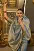 Amazing Sky Blue Zari Weaving Tissue Silk Event Wear Saree With Blouse