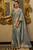Amazing Sky Blue Zari Weaving Tissue Silk Event Wear Saree With Blouse