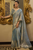 Amazing Sky Blue Zari Weaving Tissue Silk Event Wear Saree With Blouse