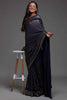 Lovable Navy Blue Sequins Georgette Party Wear Saree With Blouse