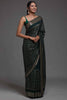 Precious Green Sequins Georgette Reception Wear Saree With Blouse