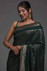 Precious Green Sequins Georgette Reception Wear Saree With Blouse