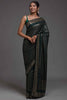 Precious Green Sequins Georgette Reception Wear Saree With Blouse