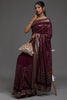 Adorable Maroon Sequins Georgette Cocktail Party Wear Saree