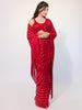 Stunning Red Sequins Georgette Designer Saree With Blouse