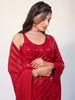 Stunning Red Sequins Georgette Designer Saree With Blouse