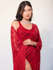 Stunning Red Sequins Georgette Designer Saree With Blouse