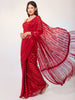 Stunning Red Sequins Georgette Designer Saree With Blouse