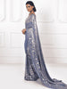 Gorgeous Grey Sequins Georgette Festival Wear Saree With Blouse