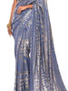 Gorgeous Grey Sequins Georgette Festival Wear Saree With Blouse