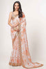 Beautiful White Floral Printed Organza Event Wear Saree With Blouse