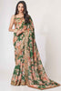 Glamorous Green Floral Printed Organza Function Wear Saree