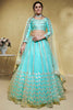 Lovable Sky Blue Foil Work Net Party Wear Lehenga Choli With Dupatta