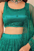 Eye-Catching Teal Green Sequins Net Monochrome Lehenga Choli With Dupatta