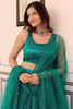 Eye-Catching Teal Green Sequins Net Monochrome Lehenga Choli With Dupatta