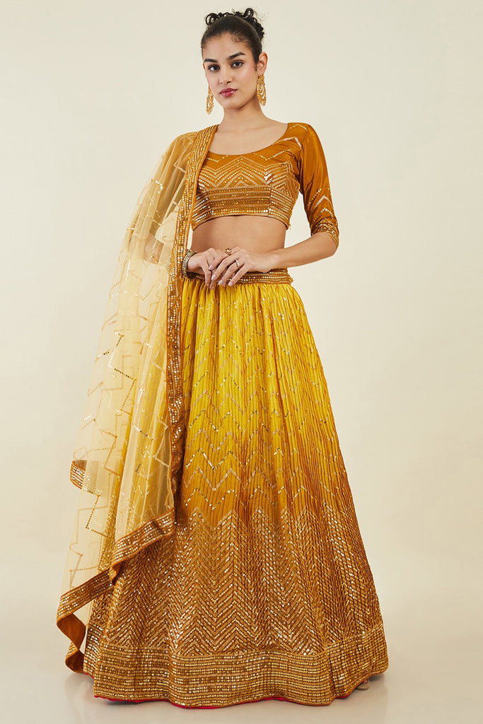 Buy Yellow Sequins Art Silk Haldi Wear Lehenga Choli With Dupatta From  Designer Lehenga Choli