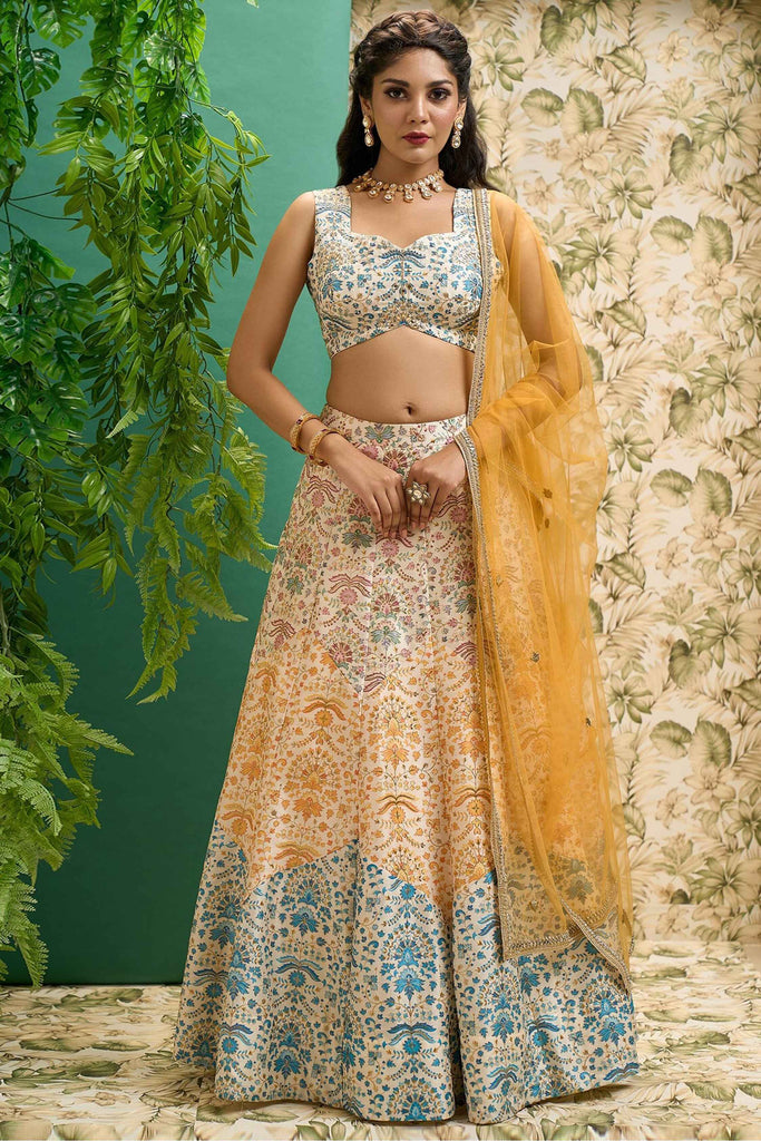 Dear Multi-Color Digital Printed Art Silk Function Wear Lehenga Choli