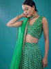 Beautiful Green Digital Printed Organza Mehendi Wear Lehenga Choli