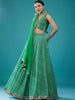 Beautiful Green Digital Printed Organza Mehendi Wear Lehenga Choli