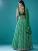 Beautiful Green Digital Printed Organza Mehendi Wear Lehenga Choli