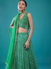 Beautiful Green Digital Printed Organza Mehendi Wear Lehenga Choli