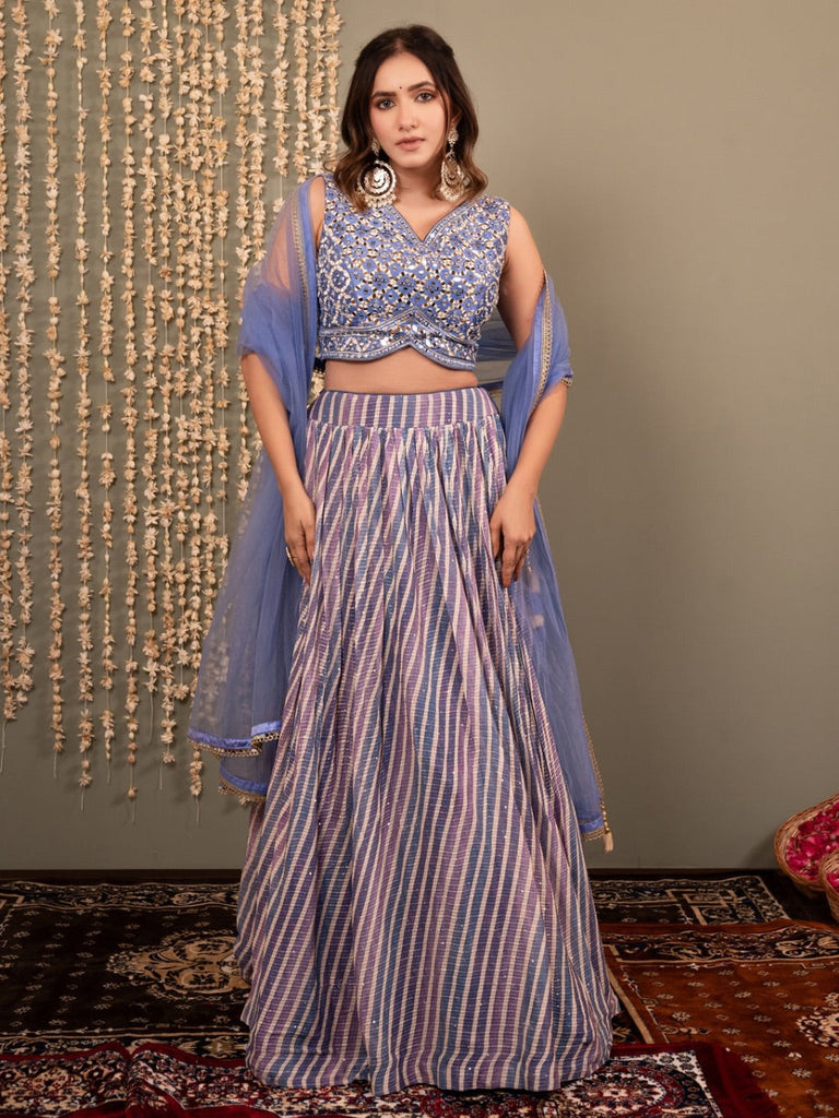 Wonderful Lavender Digital Printed Organza Festival Wear Lehenga Choli