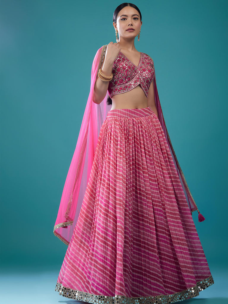 Marvelous Pink Digital Printed Organza Traditional Lehenga Choli 