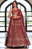 Astonishing Maroon Embroidered Georgette Wedding Lehenga Choli With Dupatta