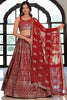 Astonishing Maroon Embroidered Georgette Wedding Lehenga Choli With Dupatta