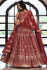 Astonishing Maroon Embroidered Georgette Wedding Lehenga Choli With Dupatta