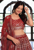 Astonishing Maroon Embroidered Georgette Wedding Lehenga Choli With Dupatta