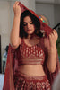 Astonishing Maroon Embroidered Georgette Wedding Lehenga Choli With Dupatta