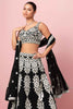 Beautiful Black Thread Work Georgette Reception Wear Lehenga Choli