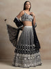 Marvelous Black Thread Work Georgette Reception Wear Lehenga Choli