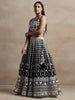 Marvelous Black Thread Work Georgette Reception Wear Lehenga Choli